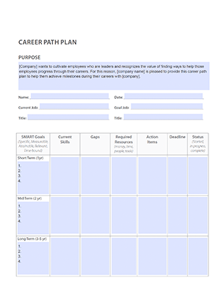 career path planning template page