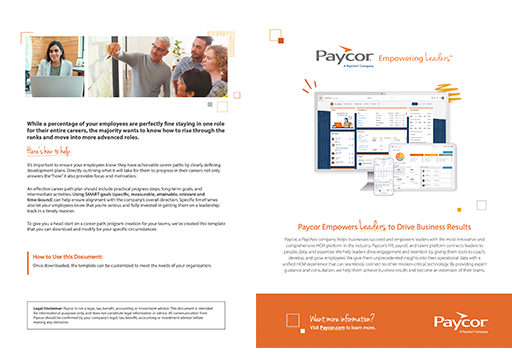 two pages of the digital, downloadable career planning template
