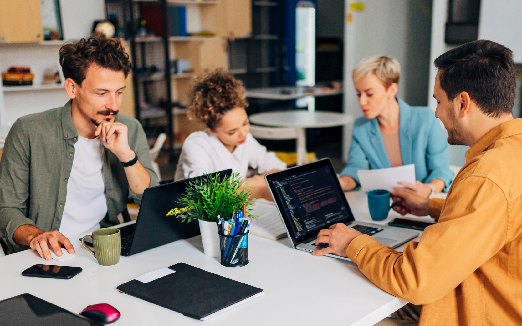 Employees using a learning management software system to train skills