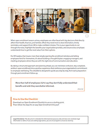 Introductory page of the open enrollment checklist