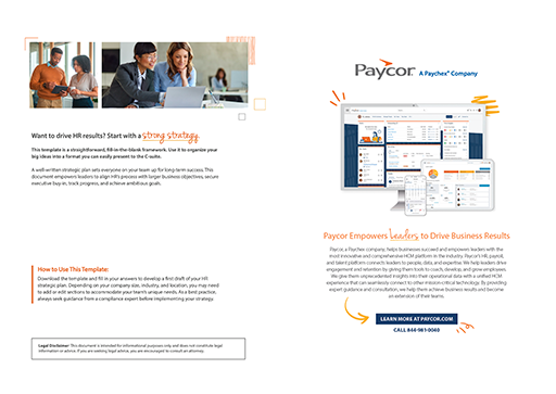 last page of Paycor's HR strategic template