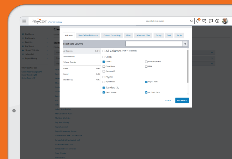 screenshot of the autoomated report delivery feature in the HR reporting and analytics software