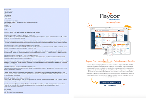 preview of the blank letter of recomendation template