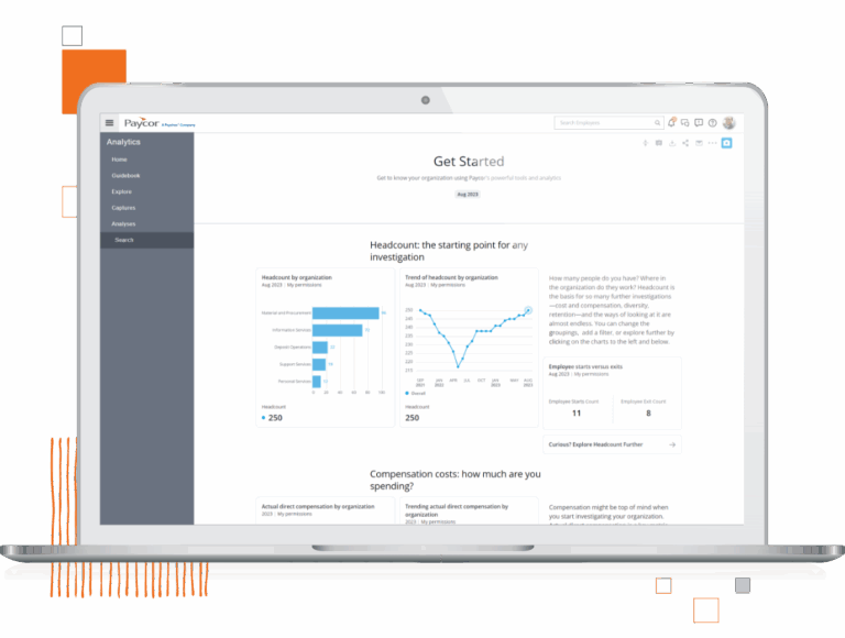 desktop computer showing the Paycor HR Analytics Software System