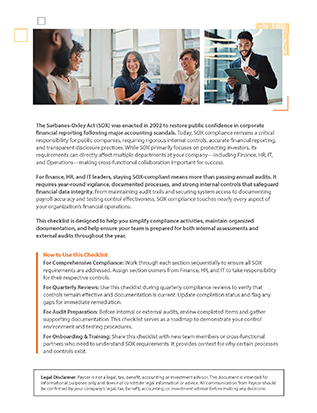 introduction page of the SOC compliance checklist