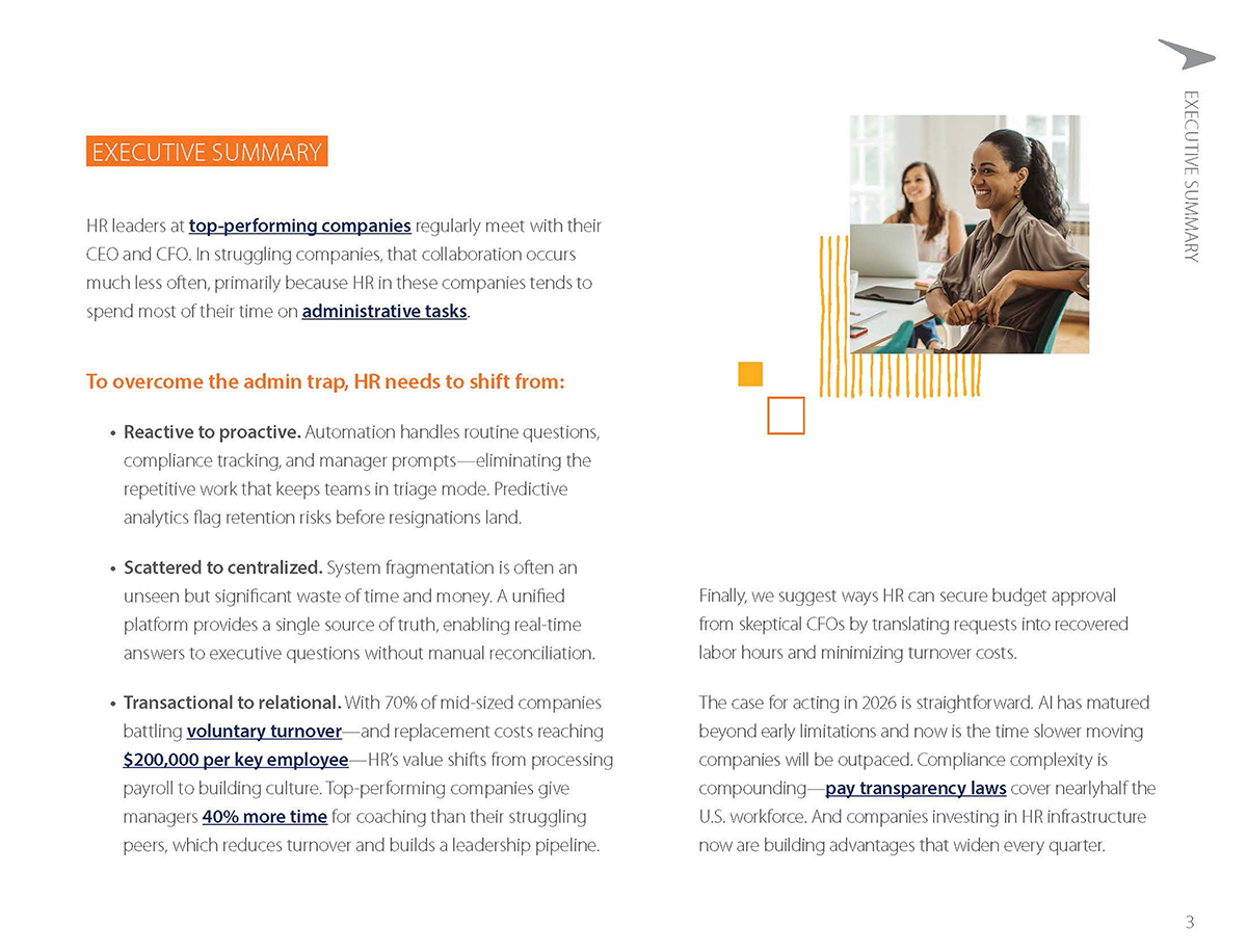 Executive summary page of the 