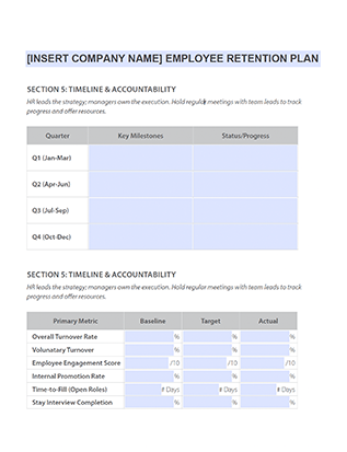 employee retention plan template preview