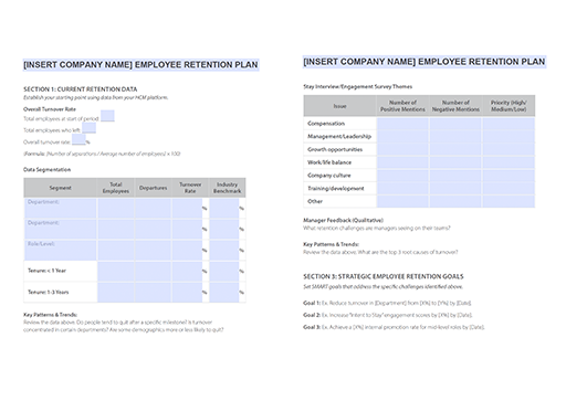 preview of the employee retention plan template