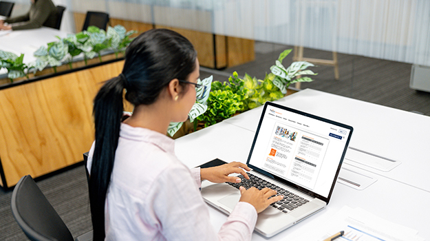 HR professional working on template