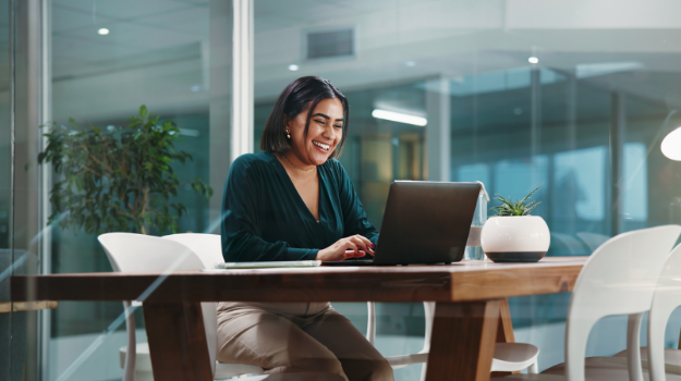 woman working on laptop
