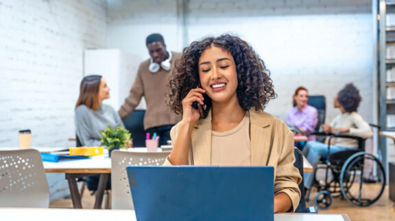 HR professional on computer