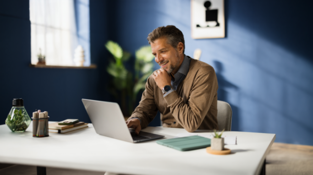 HR professional looking at computer