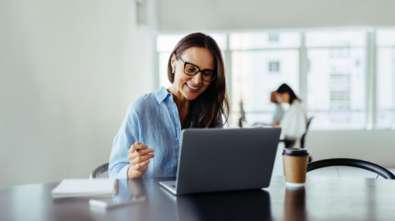 woman using AI on a computer