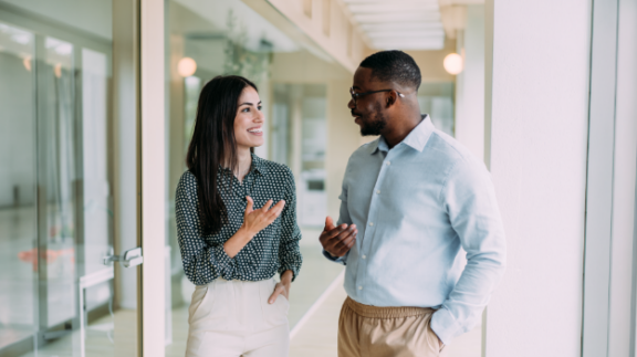 Employees talking